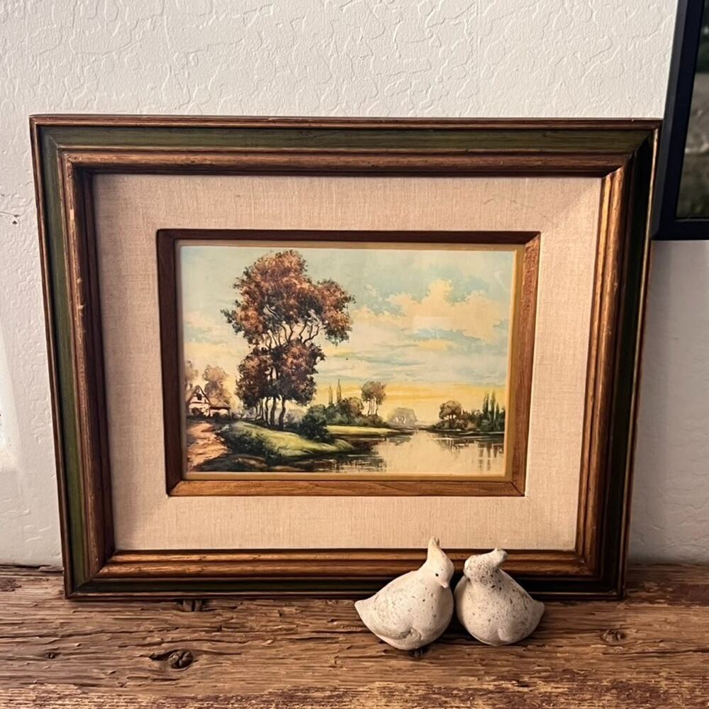 Vintage Collectable Landscape Lithograph Print Framed 19x17" By L Benard